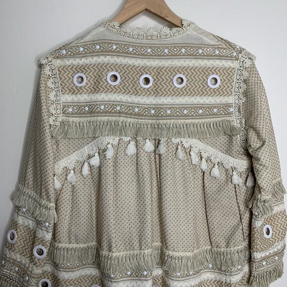 Dodo Bar Or Yehuda Tassel Embellished Jacket Tan Women’s Medium - Picture 15 of 16